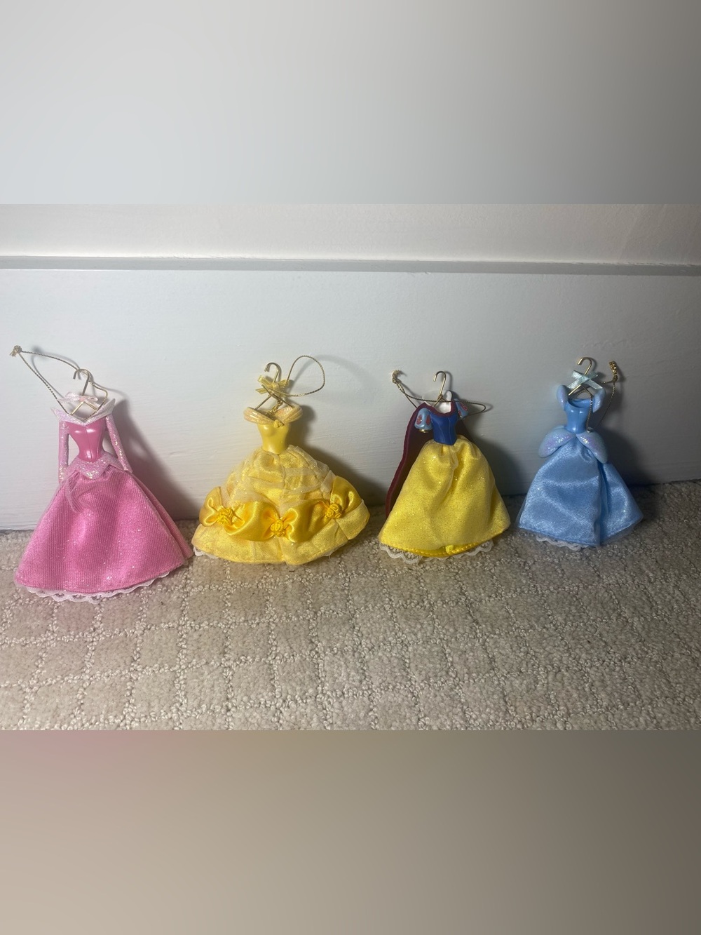 Vintage Princess Dress Collection Ornaments. Set of four. New without tags